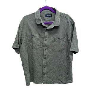Line of trade men’s textured button up shirt short sleeve green size XL